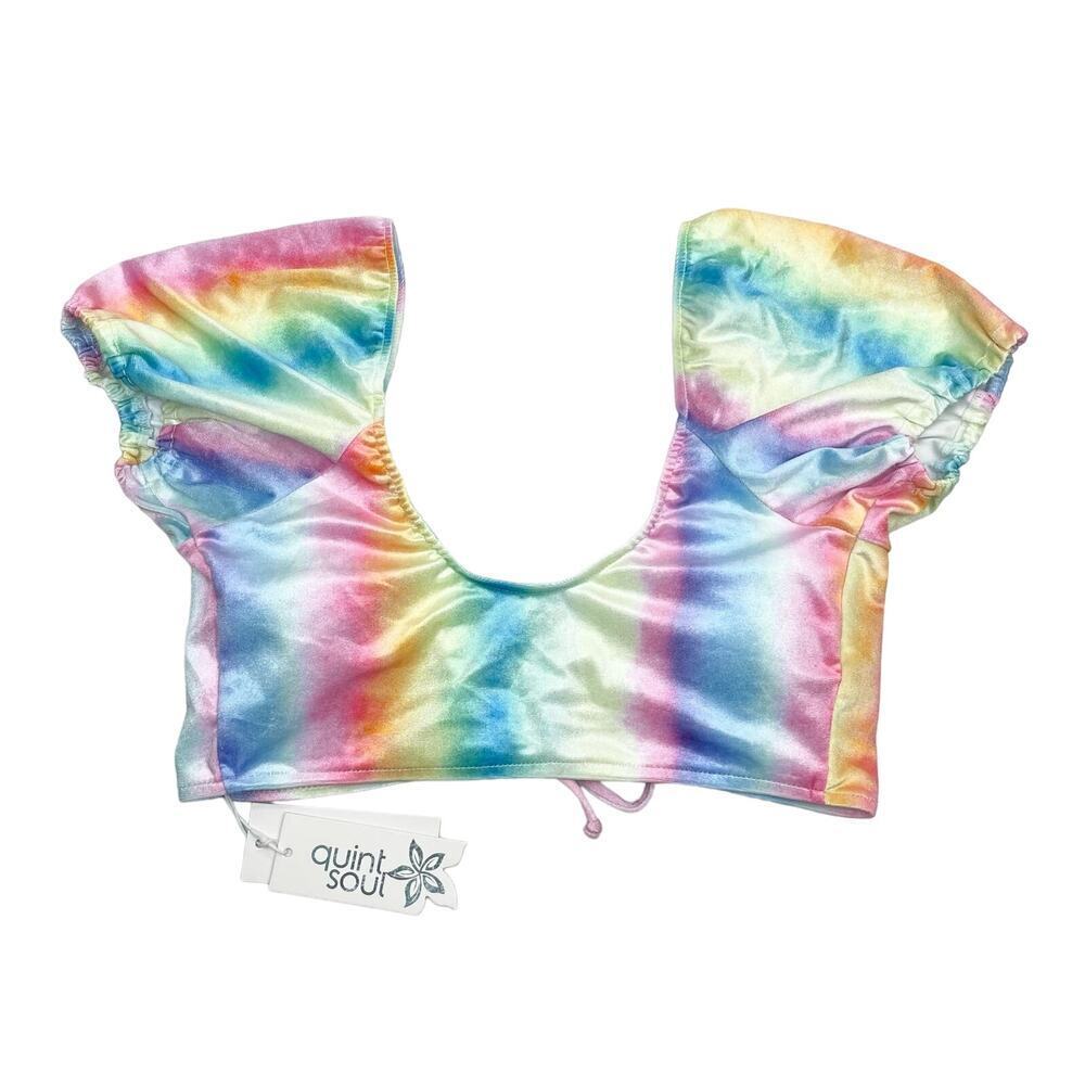 NWT QUINTSOUL Oasis Of The Seas Bolero Bikini Swim Top Sz Large Multi Pastel - Picture 4 of 4